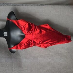Red Silky Bodysuit